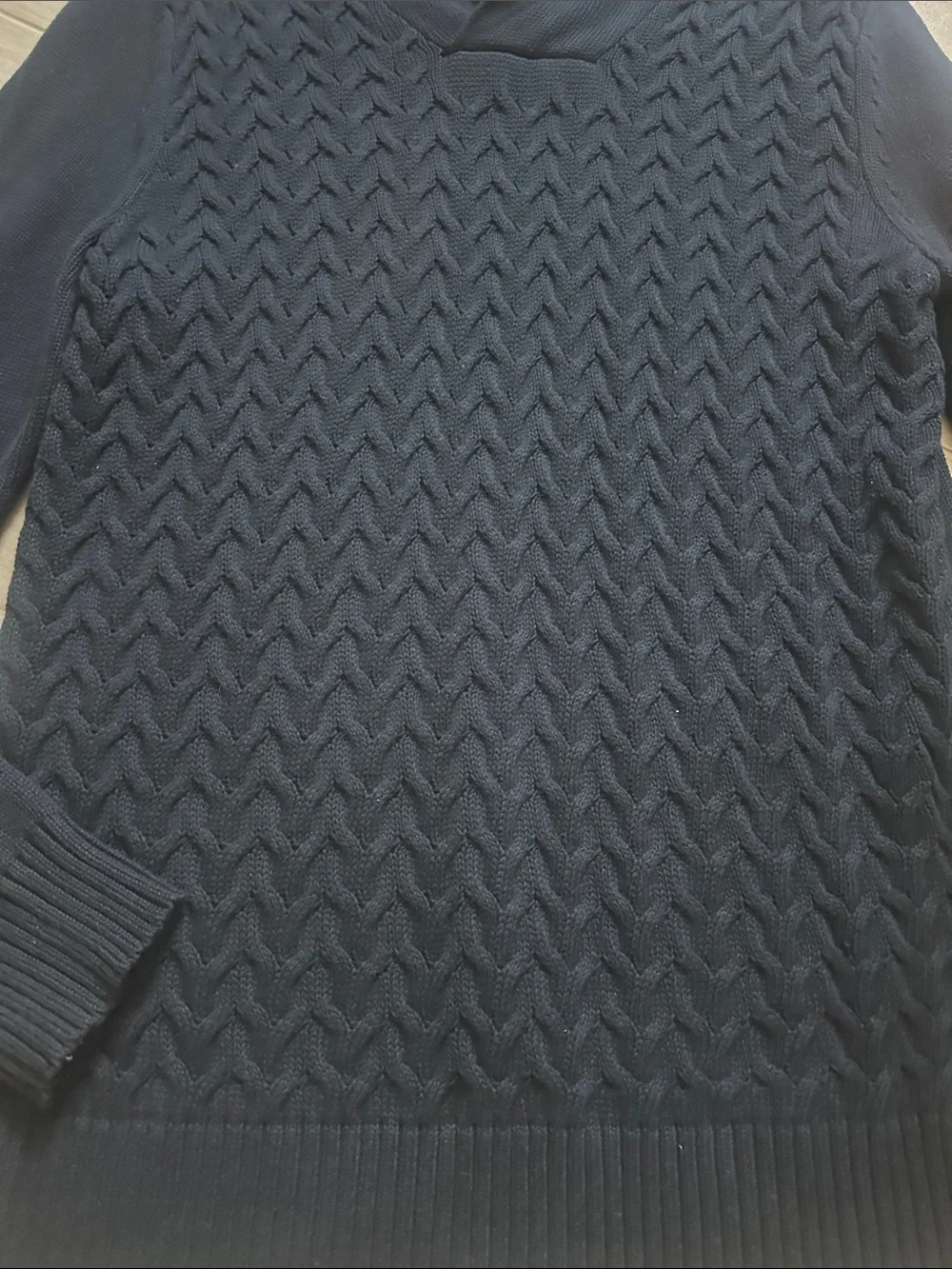 Banana Republic Navy Shawl-Collar Cable Front Sweater